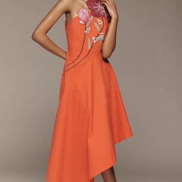 Yukiko Noritake x Anthropologie Asymmetrical Floral Midi Dress - NWT - Picture 4 of 6